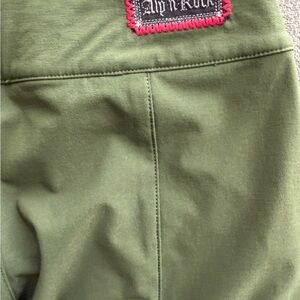 Alp N Rock Olive Green High-Waist Pants with Pink-Trim Patch